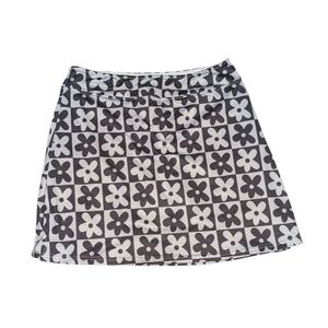 Floral Black and White Active Wear Skort With Pocket On Shorts